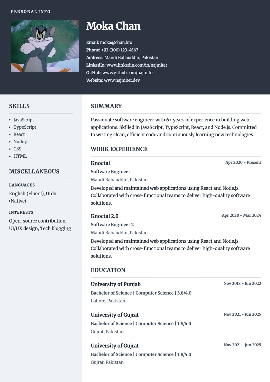 Structured Slate resume template